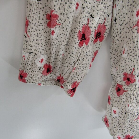 Angels Womens 3/4 Sleeve Button Front Floral Peplum Blouse Top XL Casual Rayon - Picture 7 of 14